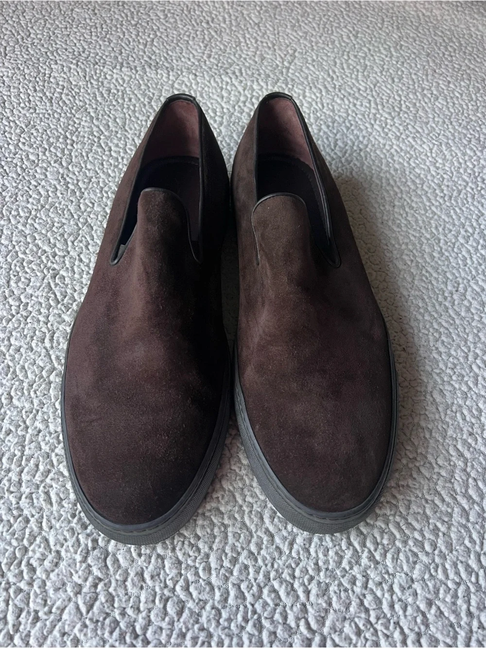 Giorgio Armani Made in Italy Brown Suede Slip On Sneakers Loafers Office EU 45